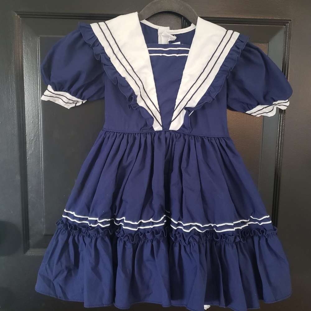 Vintage 80s Girls Sailor Dress